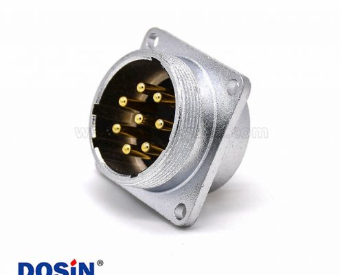 插座8芯P28公頭直式方型法蘭連接器