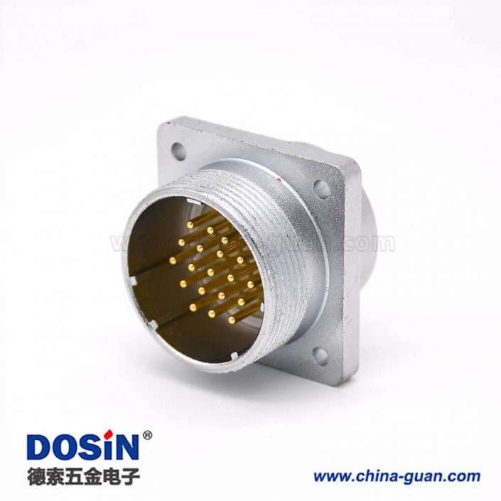 法蘭安裝P32 19芯直式插座公頭連接器焊杯接線