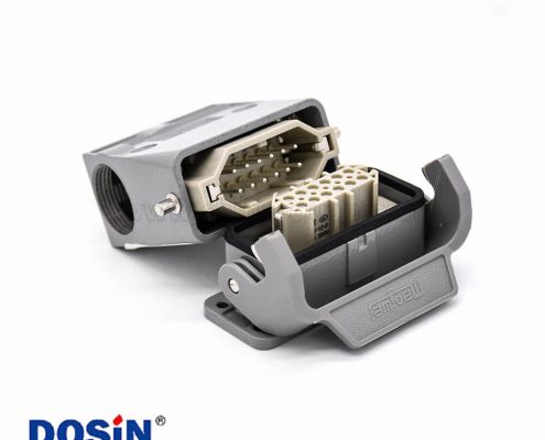 重載防水連接器H10A螺紋M25開孔安裝公母對(duì)接斜出口12芯鍍銀PC料內(nèi)芯