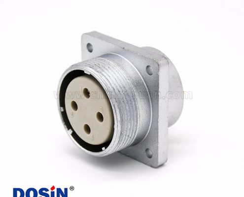 母連接器P32 4芯直式插座方形四孔法蘭安裝焊杯接線