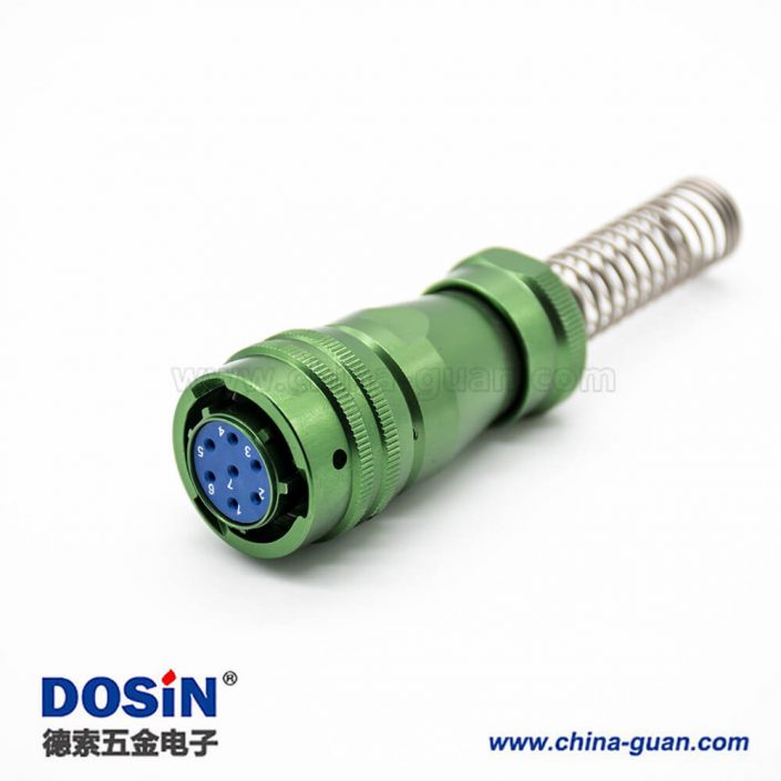 Y50X系列航空插頭7芯母頭直式卡口連接焊接帶彈簧鋁合金