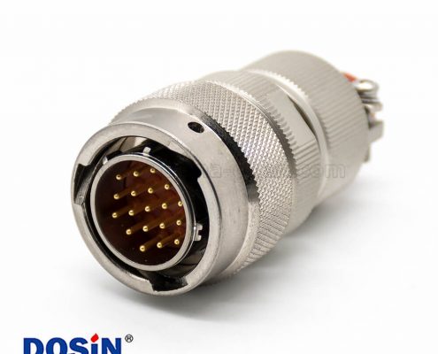 電連接器Y50EX卡口連接公插頭19芯直式接線(xiàn)鍍鎳圓形連接器