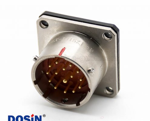 法蘭安裝連接器Y50EX直式公插座15芯焊杯鍍鎳14殼體號(hào)面板安裝卡口連接