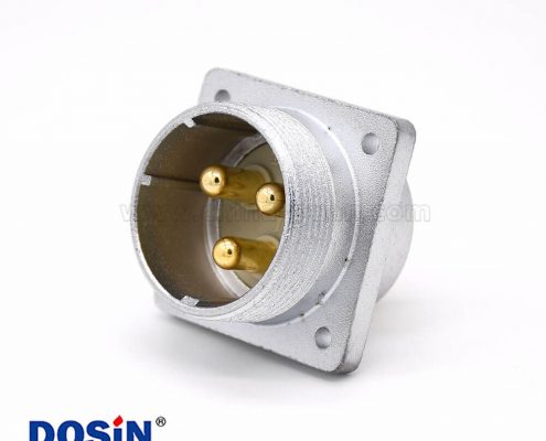 3芯航空插座P48公頭直式4孔法蘭連接器