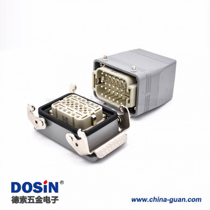 24芯重載連接器H10T開孔安裝鍍銀螺釘PG29結(jié)構(gòu)頂出口進(jìn)線公母對接