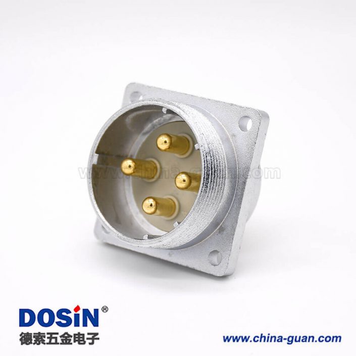 4芯插座P48公頭直式四孔法蘭連接器