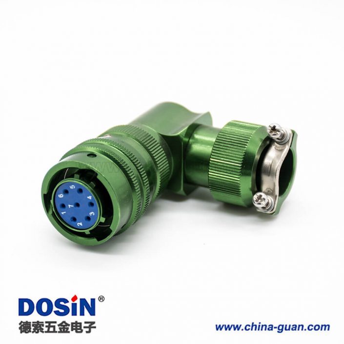 Y50X插頭母頭7芯卡口連接焊接夾線板式鋁合金彎式連接器