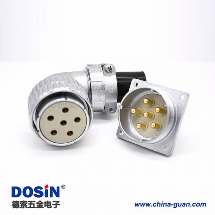 插座母插頭P48 6芯公頭方型法蘭插座母頭接線連接器