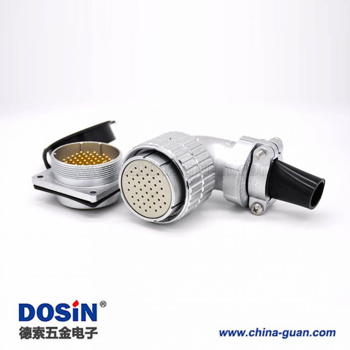 公母插頭插座P48 42芯直式插座彎式插頭接線連接器