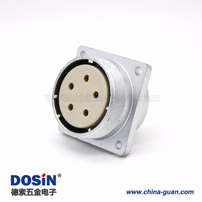 插座母頭P48 5芯直式方型法蘭連接器