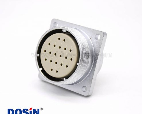 母頭插座P48 20芯直式四孔法蘭連接器