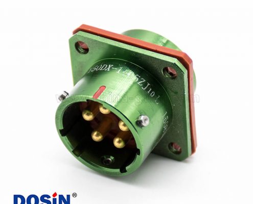 Y50DX公插座直式5芯光亮綠色陽極化鋁合金卡口連接面板安裝4孔法蘭焊杯連接器