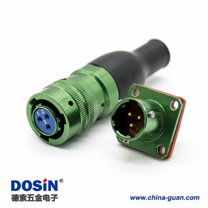航空電連接器3芯直式卡口連接接線焊杯四孔法蘭Y50X母插頭公插座一套