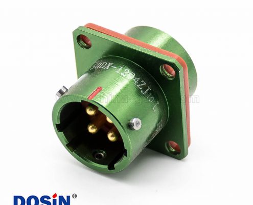 4芯連接器Y50DX直式14殼體號公插座面板安裝焊杯光亮綠色陽極化卡口連接