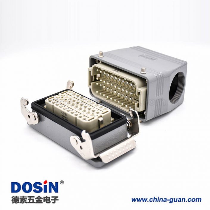 重載連接器M40鐵扣公母對接40芯高結(jié)構(gòu)斜出口開孔安裝H16T外殼