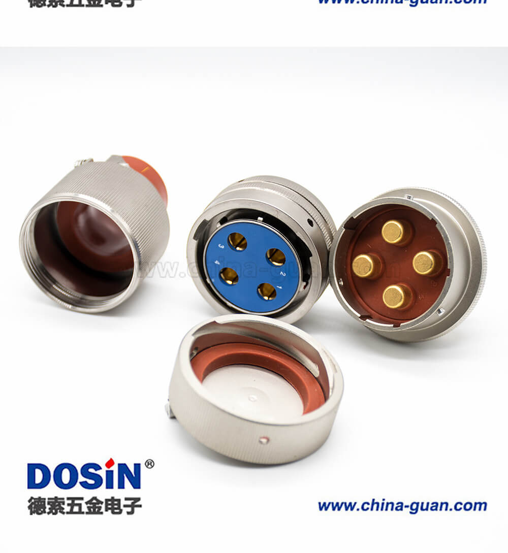 4芯圓形連接器Y50X插頭&插座&防塵蓋22殼體號公母對接焊杯卡口連接直式鋁合金