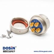 4芯圓形連接器Y50X插頭&插座&防塵蓋22殼體號公母對接焊杯卡口連接直式鋁合金