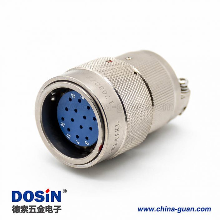 Y27G系列電連接器20殼體號14芯公插頭工防黃銅直式卡口連接焊杯