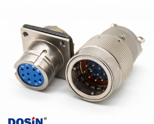 10芯連接器4孔法蘭焊杯插頭&插座卡口連接Y27G公母對接電纜式直式工防黃銅