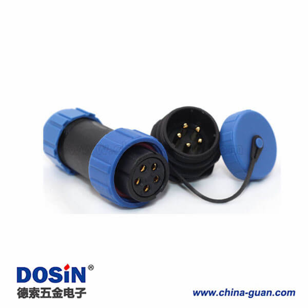 防水塑膠航空插頭SP17藍(lán)色I(xiàn)P68 5芯