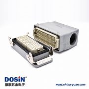 重載防水連接器60芯高結(jié)構(gòu)斜出口開孔安裝公母對接鐵扣H24T外殼M40