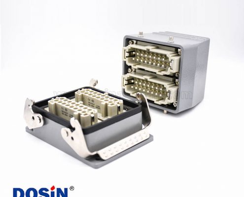 重載工業(yè)連接器公母對接32芯鐵扣斜出口開孔安裝H32B外殼PG29