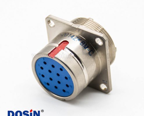 14芯連接器Y27G4孔法蘭焊杯20殼體號母插座橡膠密封180°卡口連接