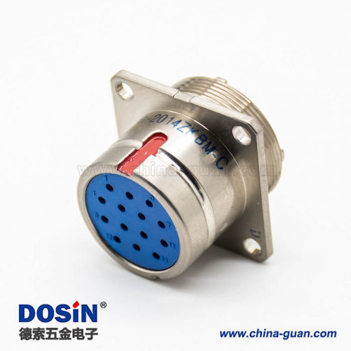 14芯連接器Y27G4孔法蘭焊杯20殼體號母插座橡膠密封180°卡口連接
