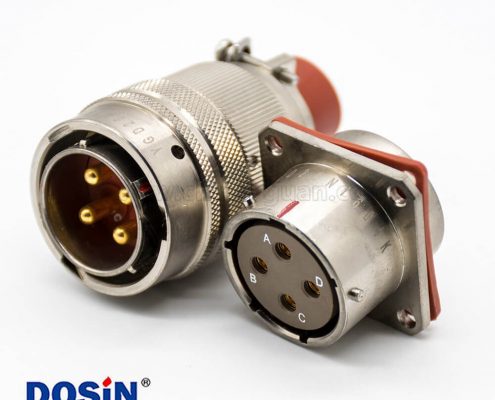 YGD插頭&插座16殼體號(hào)4芯直式公母對(duì)接連接器面板安裝卡口連接焊杯接線