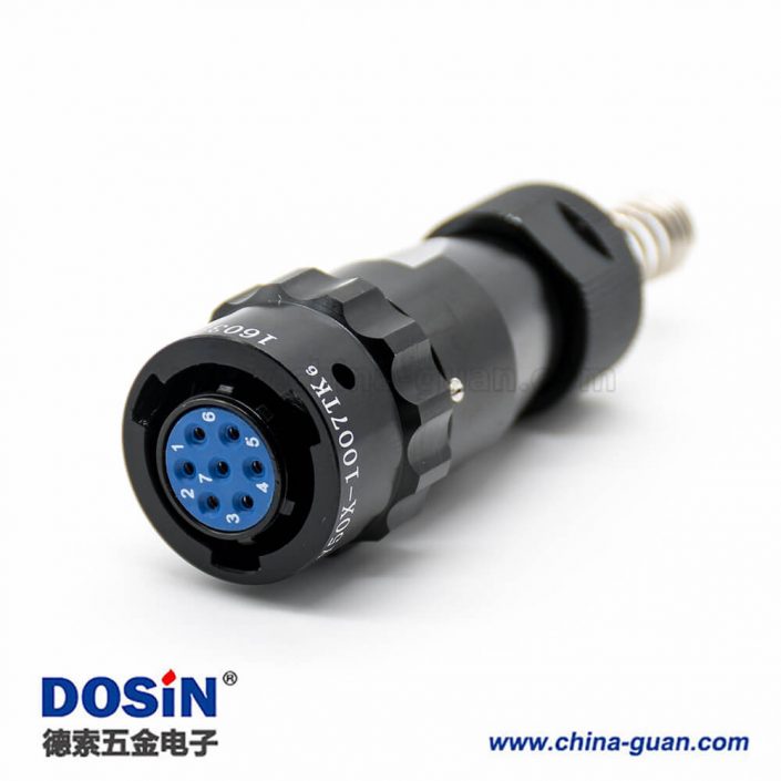 Y50X圓形7芯母插頭10殼體號接彈簧卡口連接焊接直式連接器