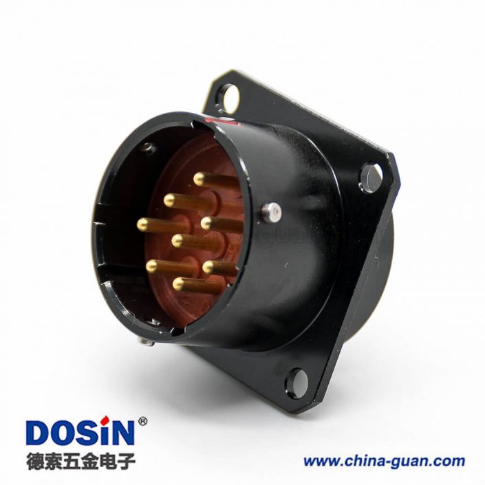 Y50X電連接器8芯公插座直式卡口連接焊杯四孔法蘭