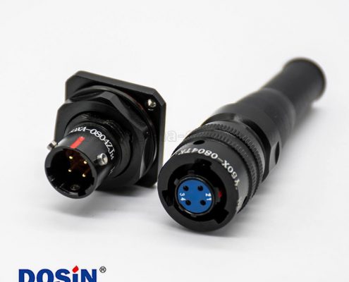 航空電連接器Y50X系列4芯08殼體防水插座面板安裝接PCB前鎖板插頭接線焊接直式公母對接