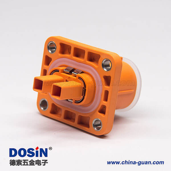 電動汽車高壓連接器塑料插座2芯直式電流150A高壓互鎖