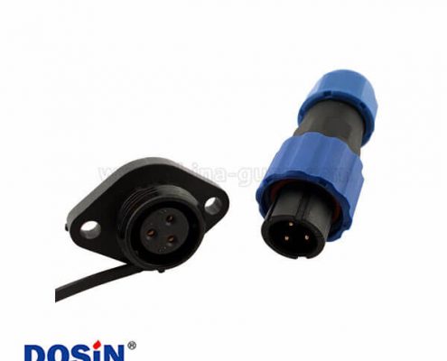 4芯防水航空插頭插座連接器二孔法蘭