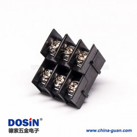 柵欄式雙層接線端子6芯帶螺絲黑色穿孔式接線連接器