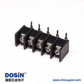 彎角柵欄式接線端子5芯彎式黑色PCB版插板