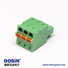彈簧插拔式PCB接線(xiàn)端子綠色穿孔180度接線(xiàn)