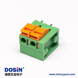 彈簧式免螺絲PCB接線(xiàn)端子4芯180度綠色穿孔式