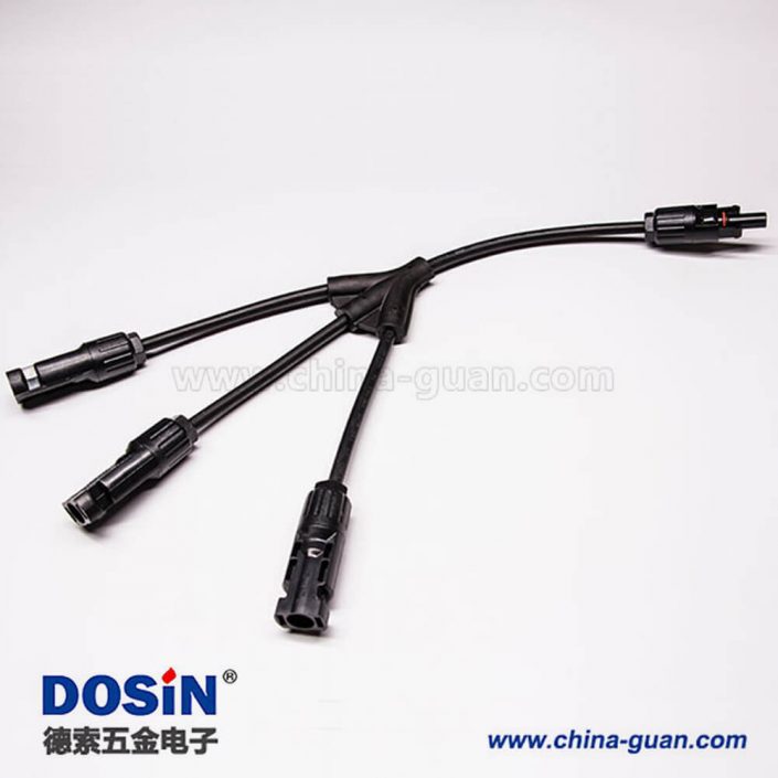 Mc4光伏線接頭Y型四通太陽(yáng)能分支線3轉(zhuǎn)1帶線防水