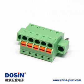彈簧插拔端子綠色直式兩孔法蘭穿孔接線(xiàn)連接器