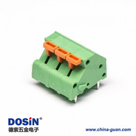 籠式彈簧端子3孔綠色6芯直式穿孔PCB板接線(xiàn)連接器