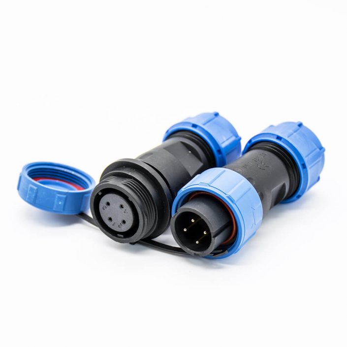 防水工業(yè)連接器SP17對(duì)接式4芯直式公插頭母插頭防塵防水連接器接線焊接