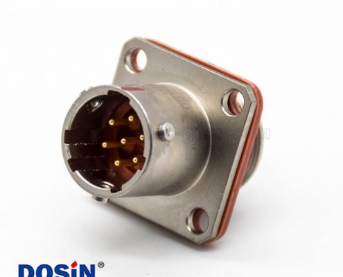 7芯插座公頭直式面板安裝卡口連接焊杯4孔法蘭鋁合金Y11P圓形電連接器10殼體