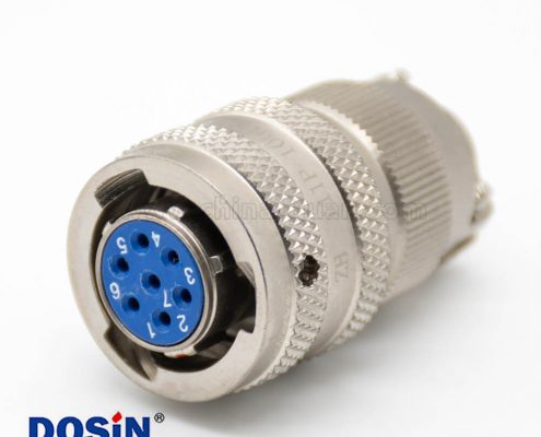 Y11P圓形電連接器7芯母頭接線夾線板式卡口連接直式焊接10殼體