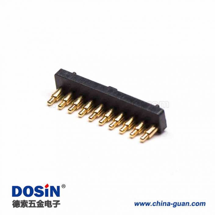 Pogo Pin 探針式連接器多Pin型側(cè)放式間距2.2MM單排10芯普通單頭