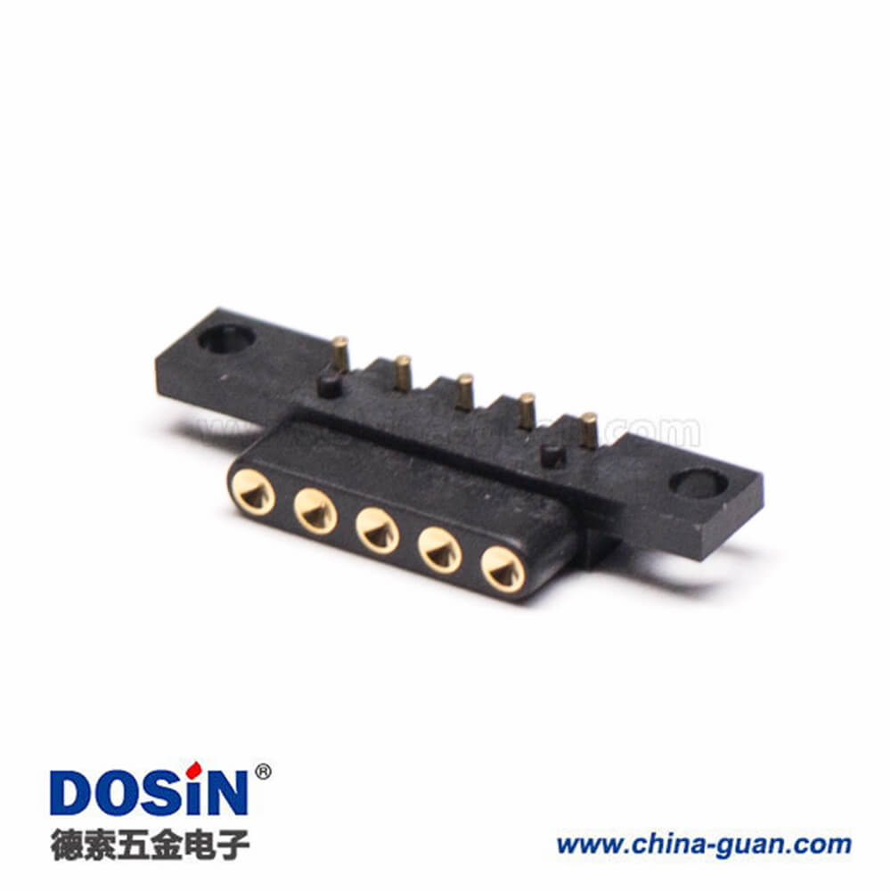 Pogo Pin彈簧針連接器5芯間距2.5MM單排折彎式 Pogo Pin彈簧針連接器5芯間距2.5MM單排折彎式