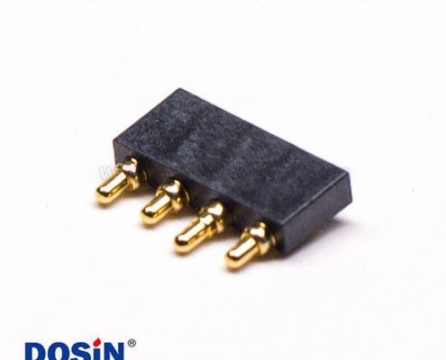 彈簧針Pogopin連接器鍍金黃銅4芯平放焊接式2.5MM