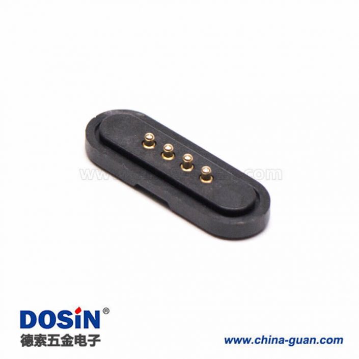 Pogo Pin彈簧針4針單排黃銅鍍金側(cè)放式2.54MM間距單針普通頭
