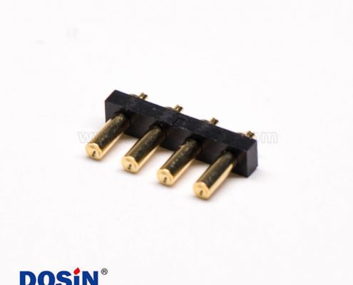 Pogopin彈簧連接器T型黃銅鍍金多Pin系列4芯3MM單排