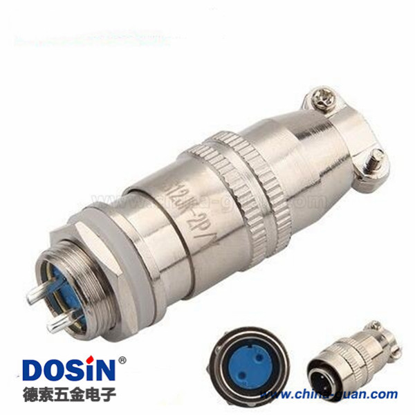 XS12 2芯圓形連接器公母套裝反裝